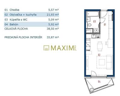 1-izbový byt v dokončenej novostavbe Čerešne Living, BA 3
